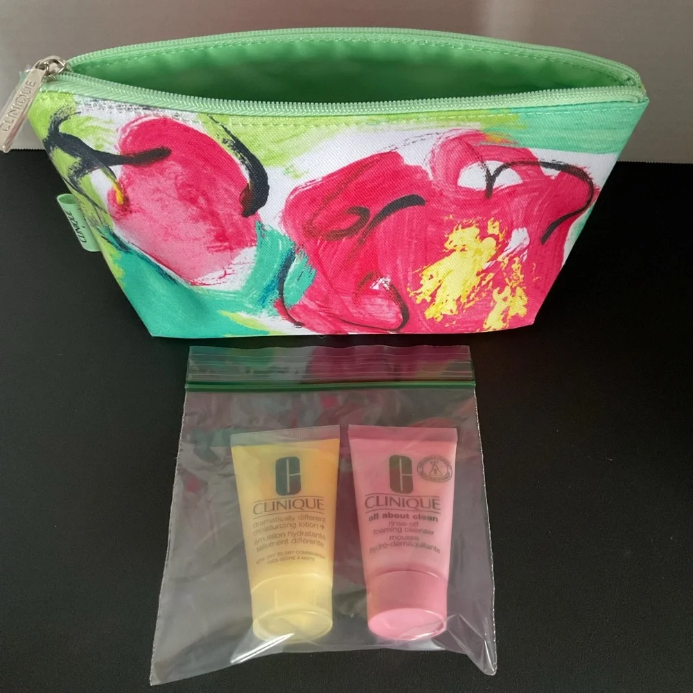 NEW Clinique Bundle - Cosmetic Bag, Cleanser and Lotion